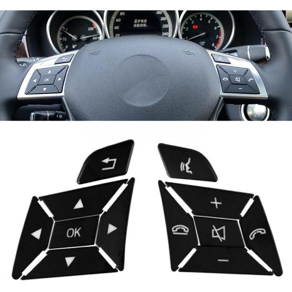 12Pcs Steering Wheel Buttons Sticker Trim Decoration Cover Sticker Replacement for Mercedes-Benz A B C E SLK SL ML GL ClA GlA W176 W212 W204 W246