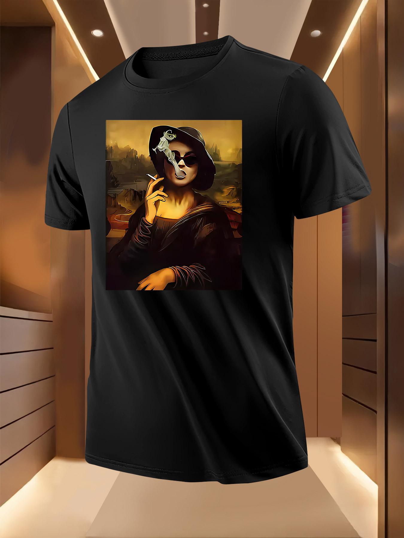 Modern Mona Lisa Print Tshirt - Breathable Lightweight Po... L