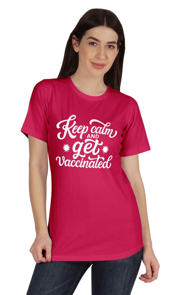Inkmeso Keep Calm And Get Vaccinated Funny Pro Vaccine Crew Neck T-shirt For