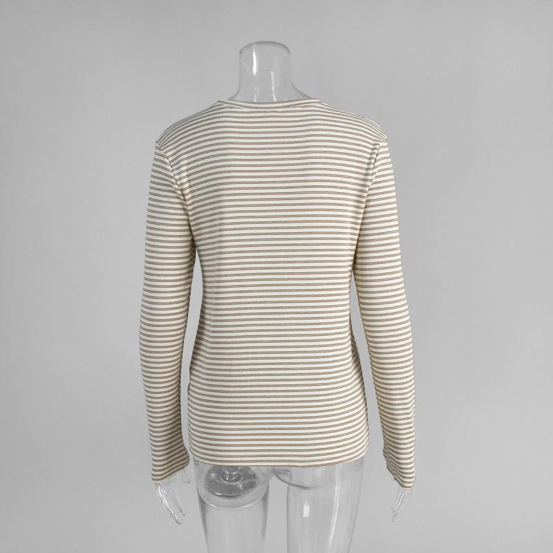 New Striped Long-sleeve 2026 Commuter Slim-fit Round-neck Base Shirt for Women, Casual T-shirt
