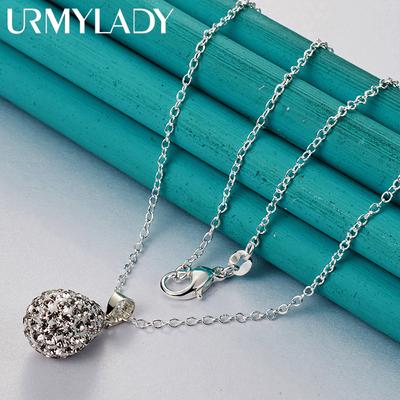 URMYLADY 925 Sterling Silver Honeycomb Pendant Necklace For Women Wedding Party Fashion Jewelry