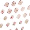 Cute Snowflake Deer Fake Nails Short Square Christmas Press On Nails with Heart Glue On Nails Glossy Winter Xmas Acrylic Stick On Nails for Women DIY