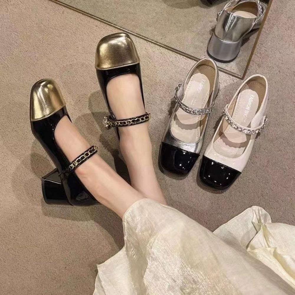 2025 Spring Autumn Women's New Vintage Mary Jane Flat Shoes Shallow Square Toe Large  Women's Shoes