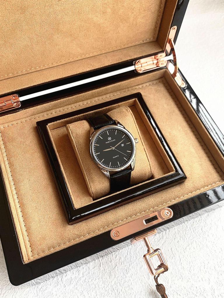 PABLO RAEZ Men's Black Waterproof Quartz Watch with Date