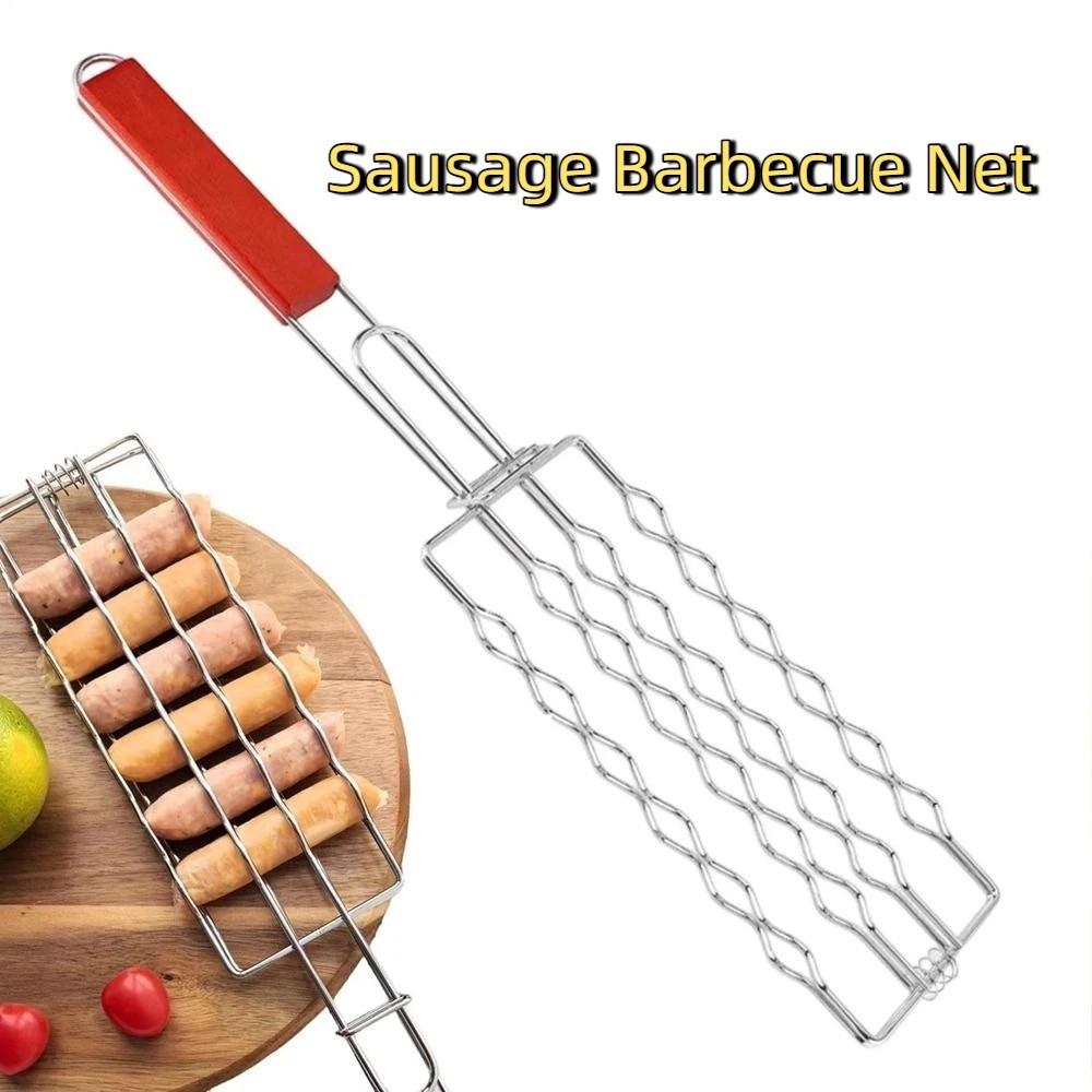 Detachable Sausage Barbecue Net Non Stick Barbecue Net Clip  for Outdoor Camping