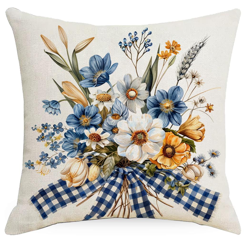 New Blue Plaid Easter Pillowcase Cushion Cover Cute Rabbit Truck Animal Pillowcase