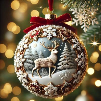 3D-Weihnachtsschmuck „Märchenplanet“, Schneekugeln, Weihnachtsbaum, Schneeflocke, Rentier, Hängedekoration für den Urlaub, Heimdekoration