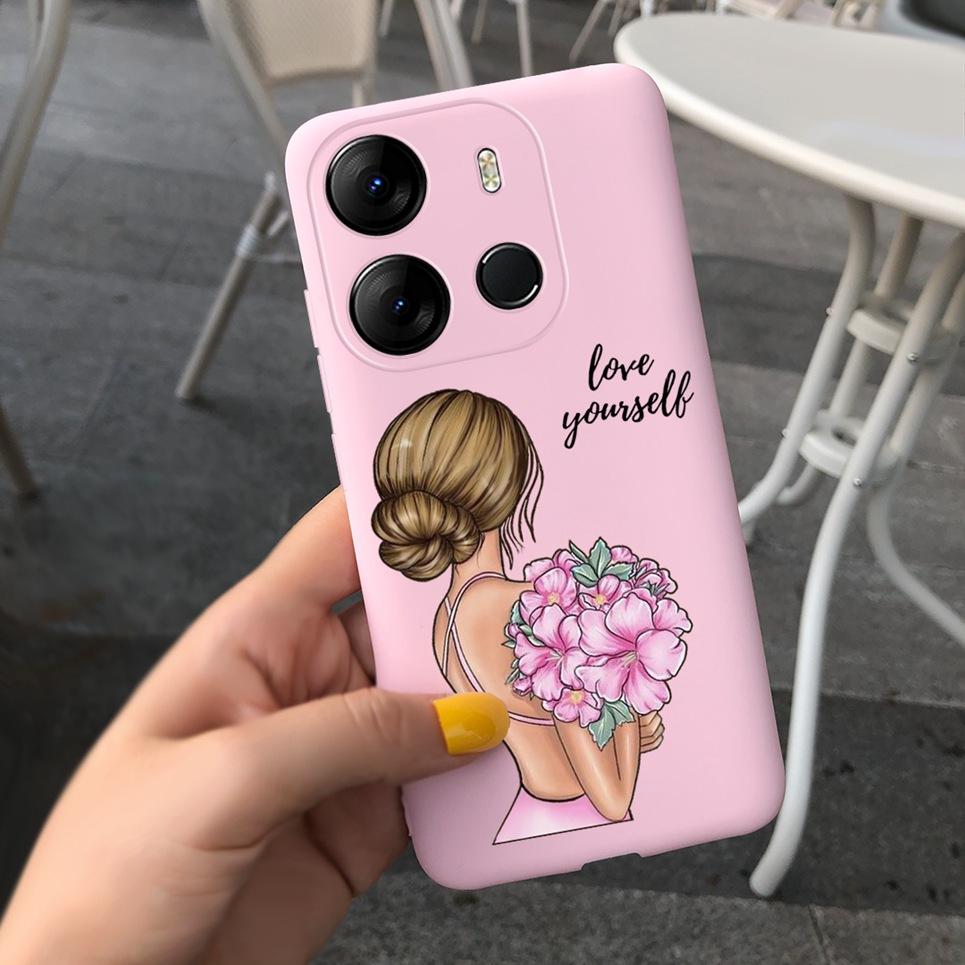 Phone Case for Infinix Smart 7 Plus Case X6517 Bumper Flower Girly Soft Silicone Cover for Infinix Smart 7 X6517 Funda Smart 7+