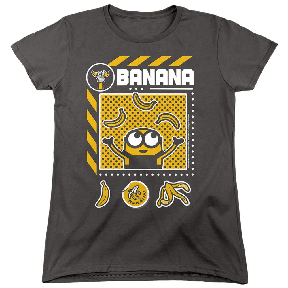 

Minions Banana Icons Womens T Shirt Charcoal Officially Licensed XL