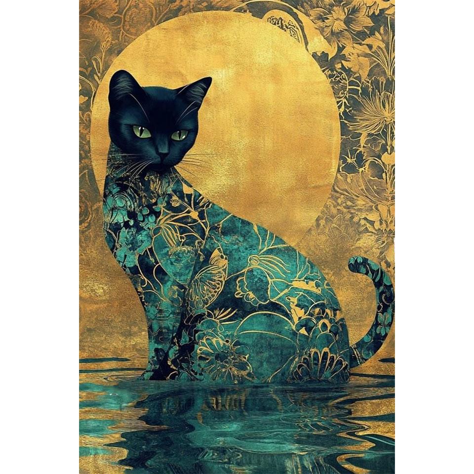 DIY Diamond Painting Art 5D round Diamond Mosaic cat Diamond Embroidery Cross-Stitch kit for Adult Home wall Decoration