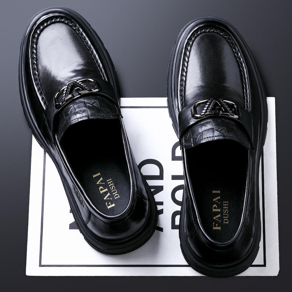 Autumn business casual leather shoes men's leather high-end men's shoes lazy one pedal wedding loafers trend versatile