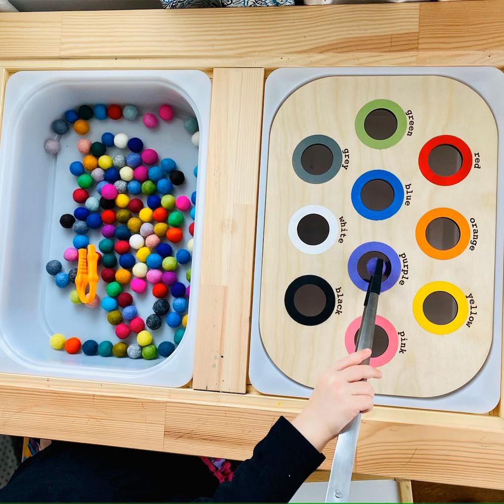 Children'S Sensory Tray Table Color Hairball Game Wooden Tile Montessori Early Education Toys Kids Toys Educational Accessories
