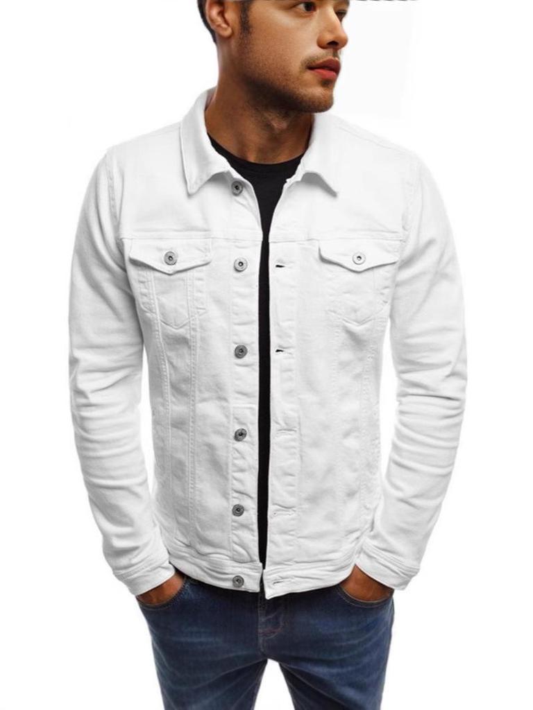 Férfi Többzsebes Alkalmi Farmerdzseki - Egyszínű Kardigán Gombos Munkaruha Stílus