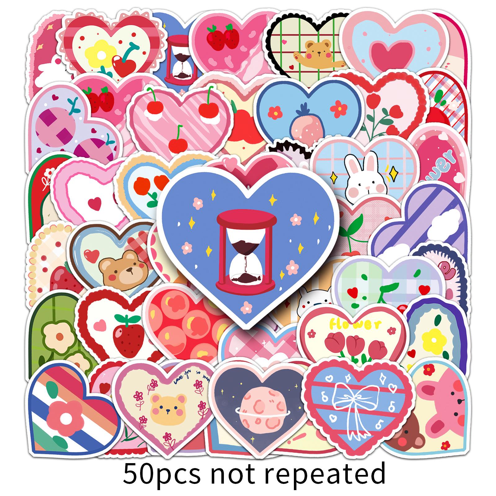 50 Original Heart Graffiti Children s Cartoon Stickers - Waterproof & Cute for Water Bottle Decoration