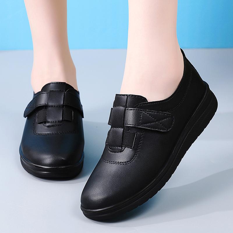 Women's Black Loafers Moccasins Casual Slip On Walking Shoes for Mother Plus Size