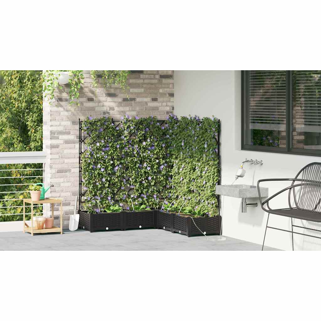 Garden Planter Set 5 Pcs Black 120 X 120 X 126 Cm Plastic