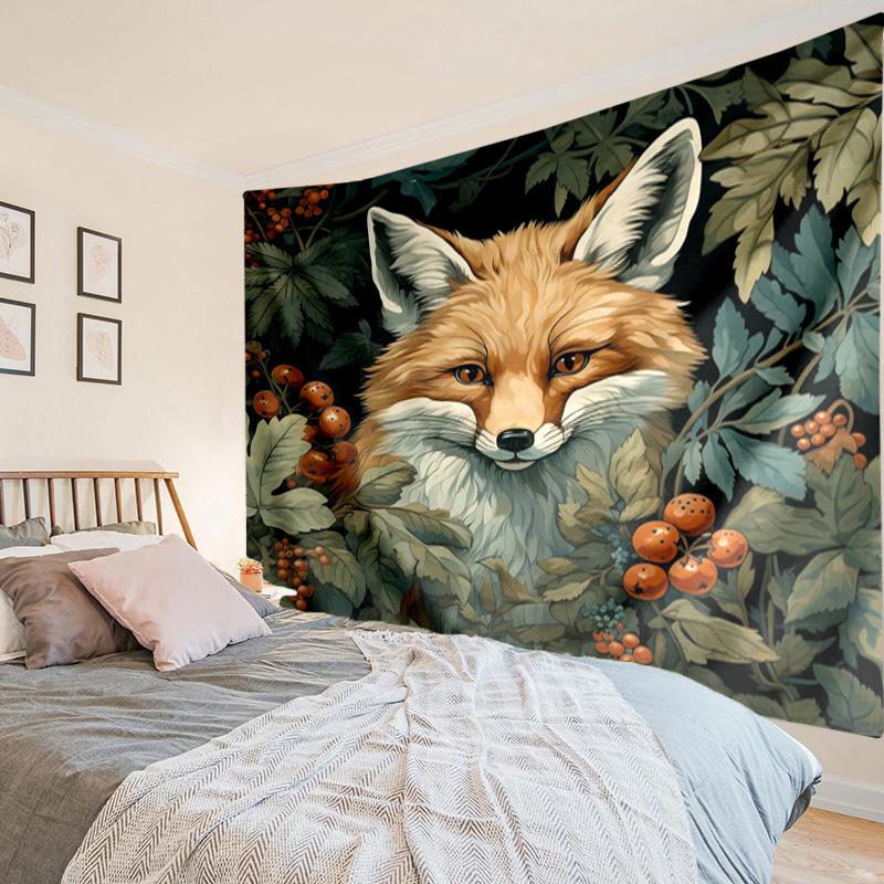 Autumn Fox Portrait Tapestry Room Decoration Wall Hanging for Living Room Bedroom, dormitory, Birthday and Christmas gifts