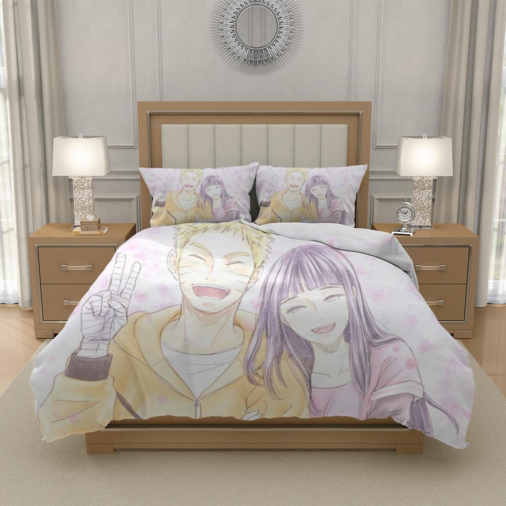 N-Naruto U-Uzumaki N-Naruto Anime Bedding Set with Duvet Cover Microfiber Boys Girls Bedroom 200x200 200x220 155x220, US UK AU Sizes