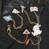 Beauty Earrings Women Cute Rabbit Carrot Heart Book Ruler Denim Jacket Collar Chain Brooch Pin