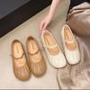 New Soft Bottom Mary Jane Shoes Half Slippers Elegant Single Shoes Soft Leather Crossover Elastic Bands Women Shoe