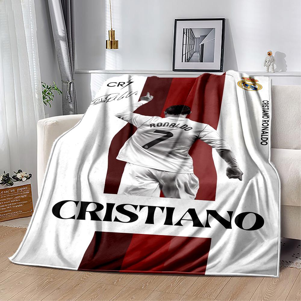 Ronaldo's Powerful Football Legend Cr7 Blanket Comfortable Perfect for Chair Sofa Office Four Seasons Multipurpose Digital Print