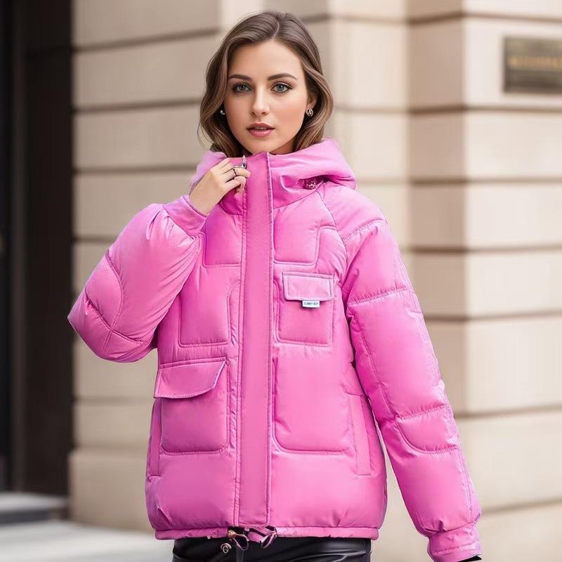 Cappotto da donna autunno e inverno, nuovo stile corto, con cappuccio, caldo e spesso, casual, in cotone, tendenza