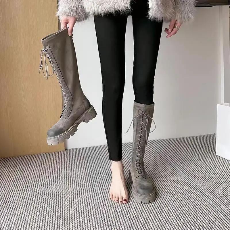 Fashion New In Long Boots for Women Round Toe Platform Knee High Shaft Shoes Woman Footwear Designer Luxury Winter 2025 Novelty Spring