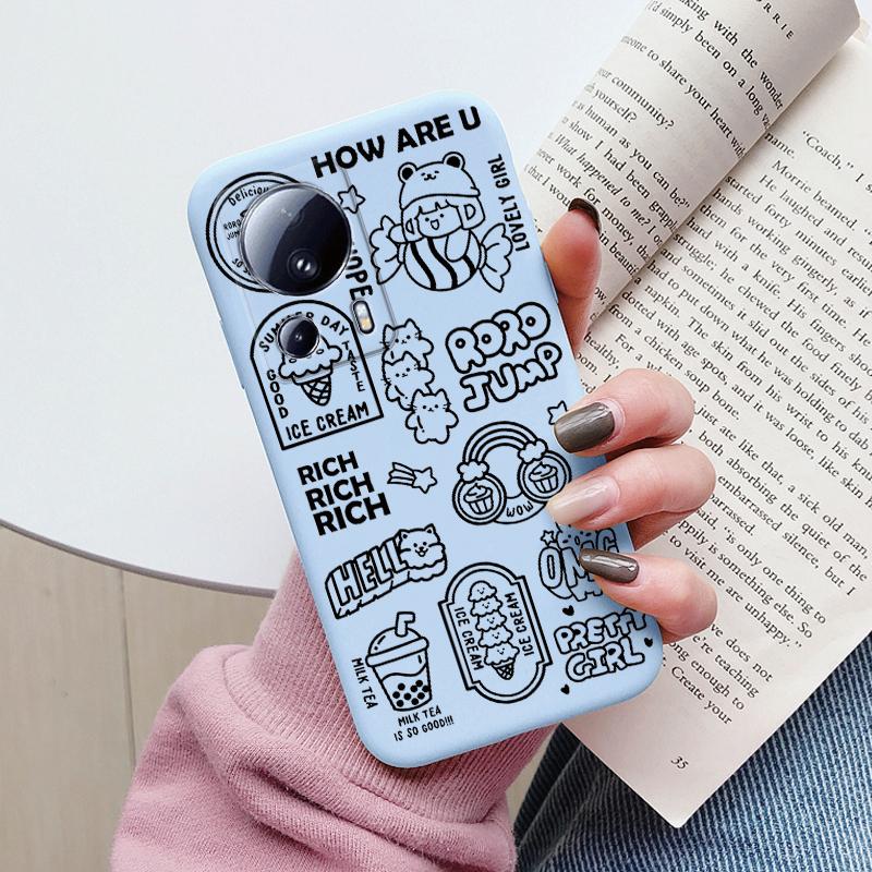 For Xiaomi 13 Lite Phone Case Cute Fashion Heart Flowers Soft Silicone Bumper Cover For Xiaomi13 Lite Fundas Shell Cartoon Gifts