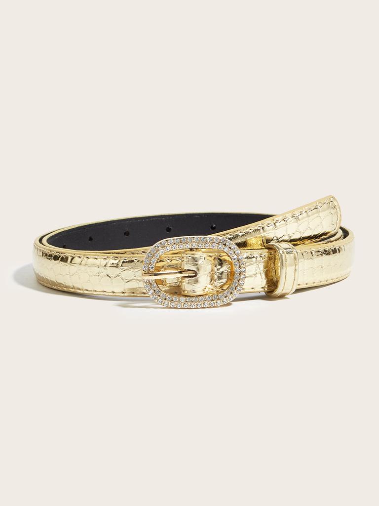 Womens Fashion Leather Belt With Gold Silver Buckle For Casual Jeans Wear