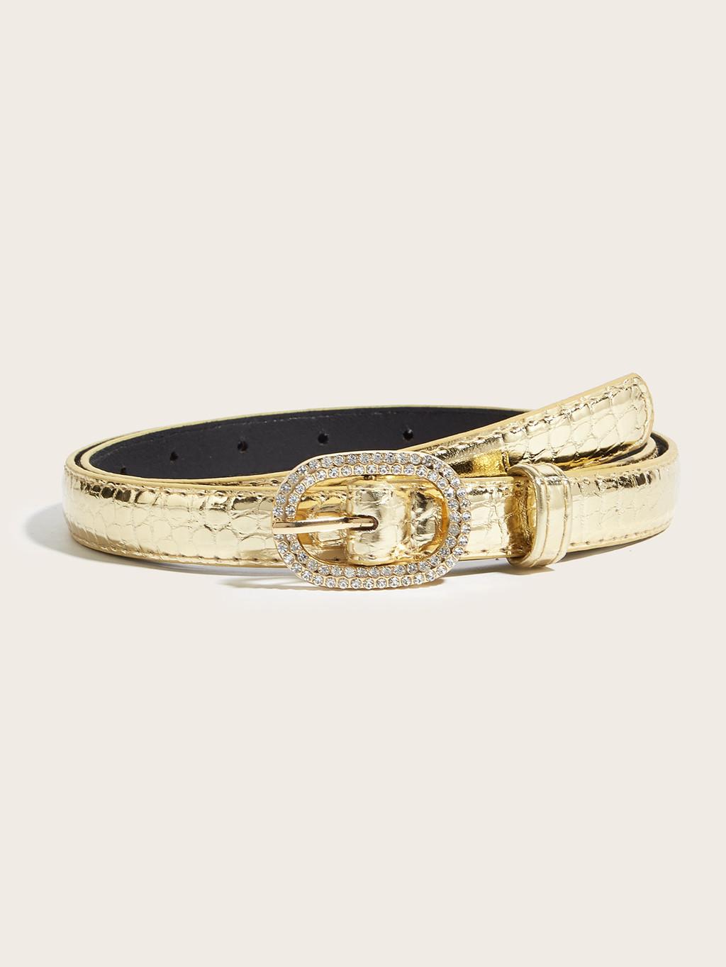

Womens Fashion Leather Belt With Gold Silver Buckle For Casual Jeans Wear Gold