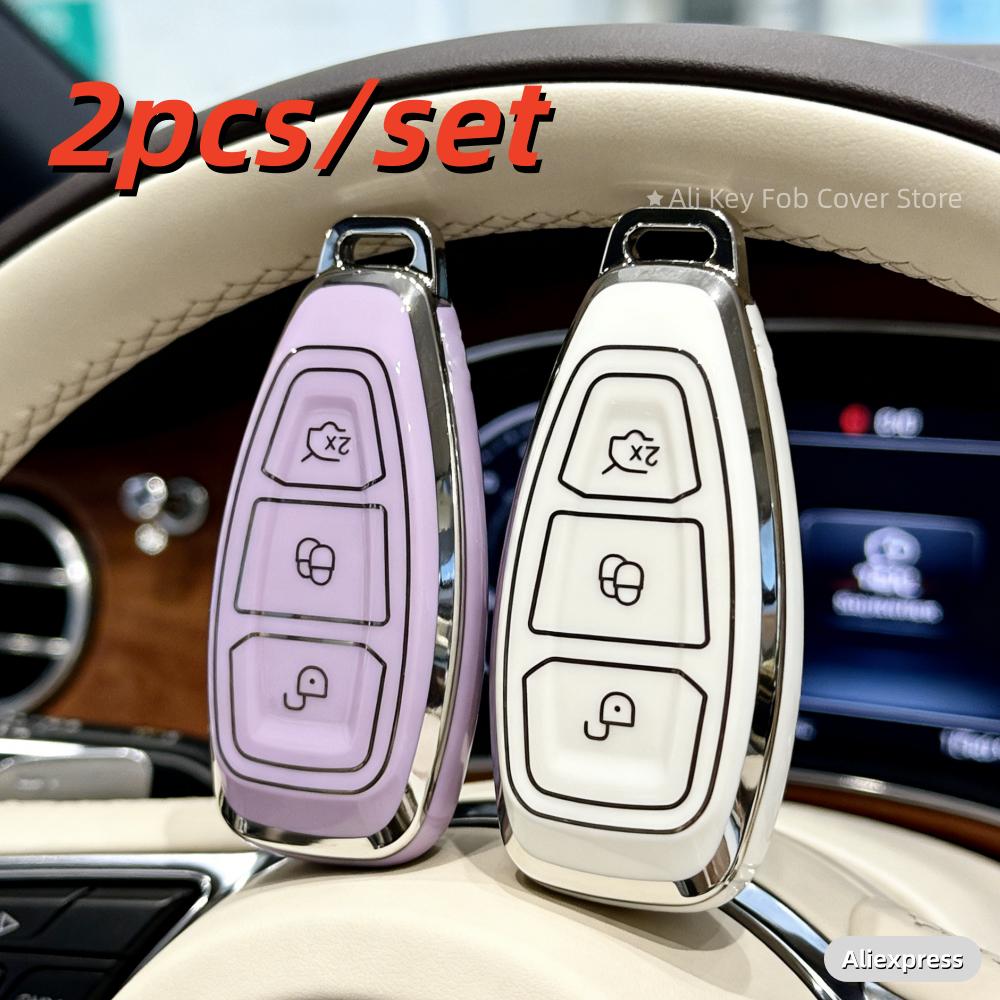 2pcs Car Key Case Covers For Ford Focus 3 4 ST Mondeo MK3 MK4 Fiesta Fusion Kuga 2013 2014 2015 2017