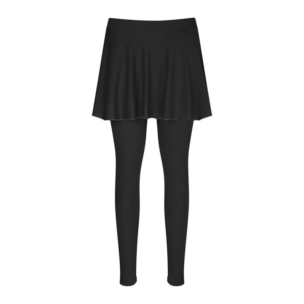 Women's Fashion Solid Color Elastic Waist Pleated Fake Two Piece Leggings Casual Pants