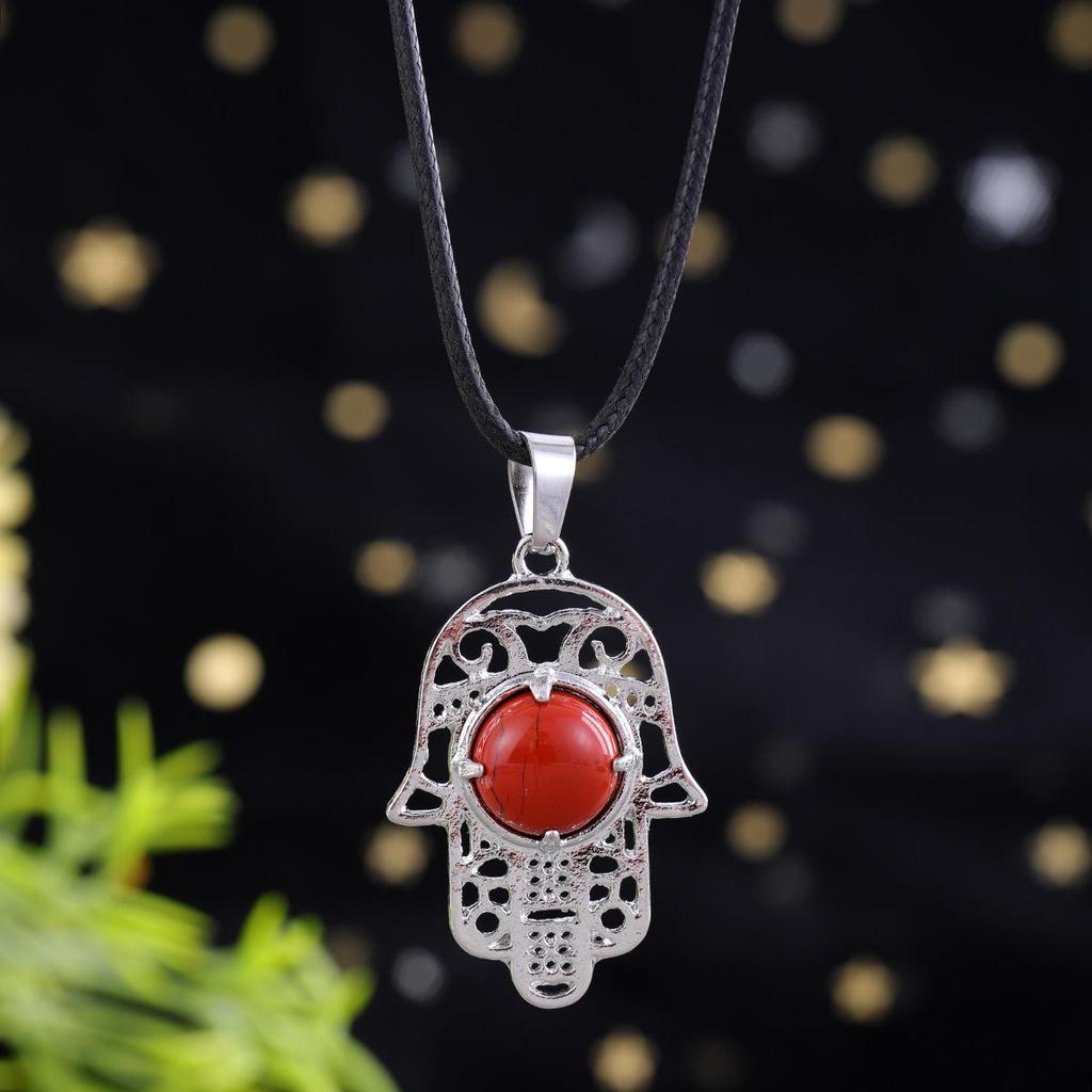 Amethyst Rose Quartz Tiger's Eye Fatima Hand Pendant