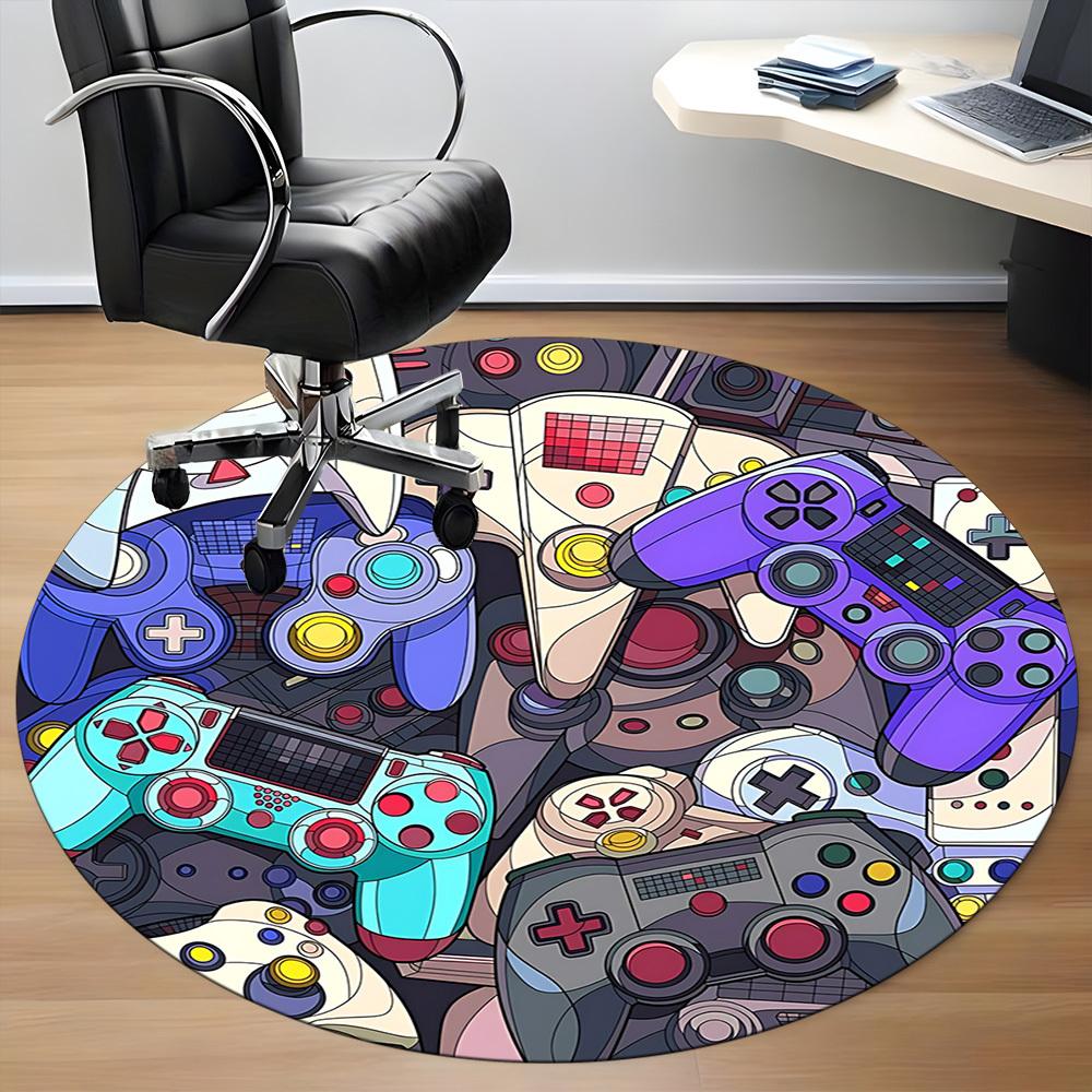 1PC Gaming Controllers Office Round Area Rug, Indoor Mat Suitable ForOffice, Under Office Chairs Bedroom Living Room Home Decor, Room Deco, D131