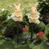 YZYOE Solar Rabbit Reading Garden Decorative Resin Cute Animal Ground Wireless Dusk to Dawn LED Light, Light, Light, Waterproof.