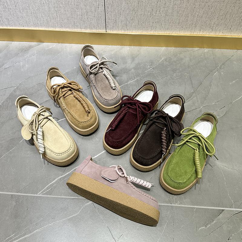 GKTINOO Genuine Leather Women's Shoes 2025 New Flat Non-slip Derby Female Shoes Large size Lace-up Loafers For Women