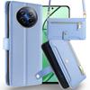 Realme 12 Flip Case, Wallet Zipper Pocket, Blue