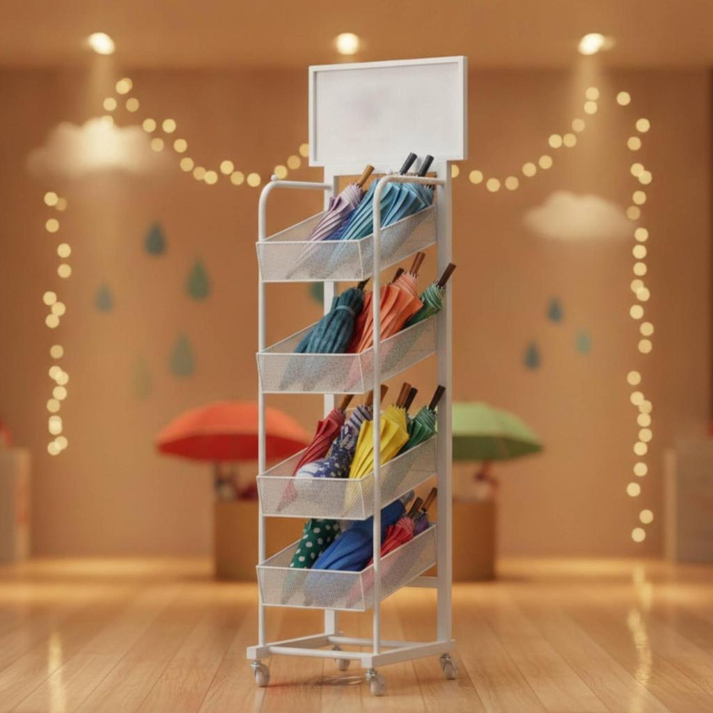 Umbrella Display Rack Mobile Rolling Slim for Convenience Stores