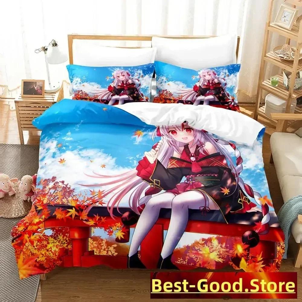 Kawaii Nakiri Ayame Tryckt Sängset Påslakan Örngott Sängkläder Sänglinne Lakan Täcke Full Queen King Size