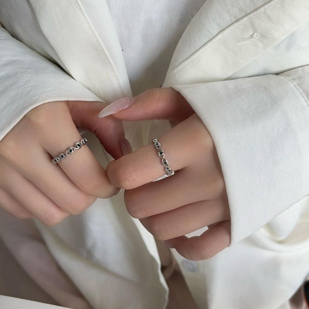 Exquisite Eyes Ring Adjustable Crystal Ring Cool Demon Eye Finger Ring  Overlay