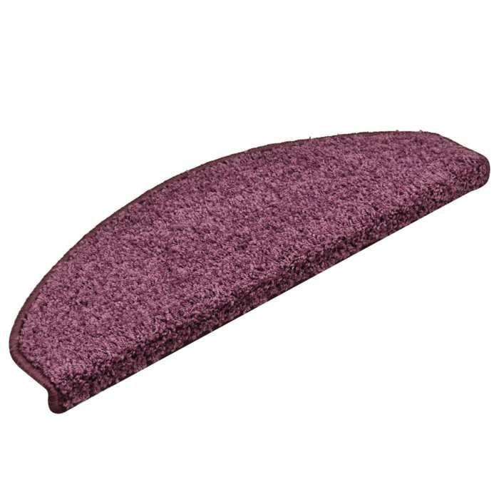VidaXL Tapis d'escalier 15 pièces 65 x 21 x 4 cm Violet foncé Demi-rond Grand 322385