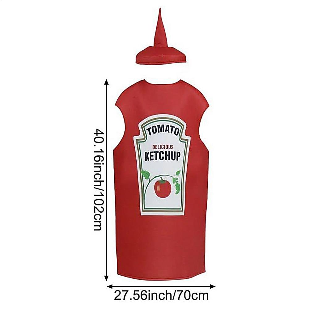 Ketchup Costume Ketchup Cosplay Halloween Costume for Adult Unisex Role Playing Dress Up Clothes Props Novelty Clothing for Men