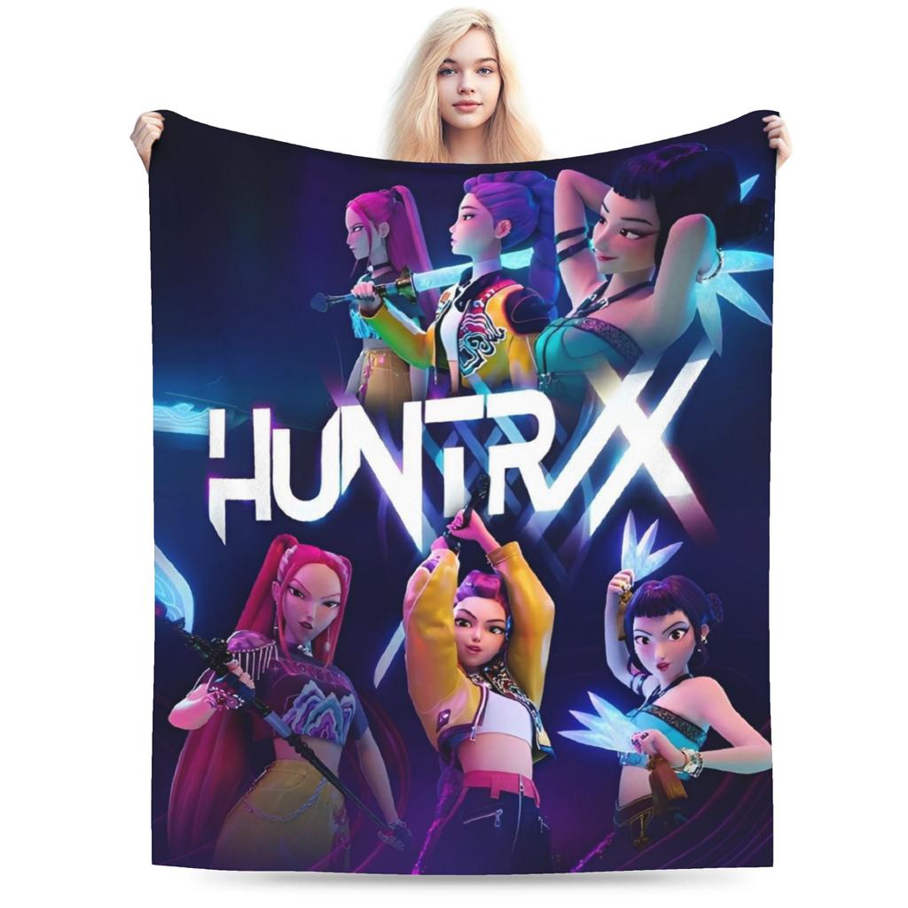 Zoey Kpop Demon Hunters Flannel Blanket Huntrix Awesome Throw Blanket for Home 125*100cm Plush Thin Quilt