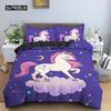 Unicorn Duvet Cover Set Cartoon Animal Bedding Set Single Twin King For Kids Girls Polyester Romantic Theme Star Comforter Cover