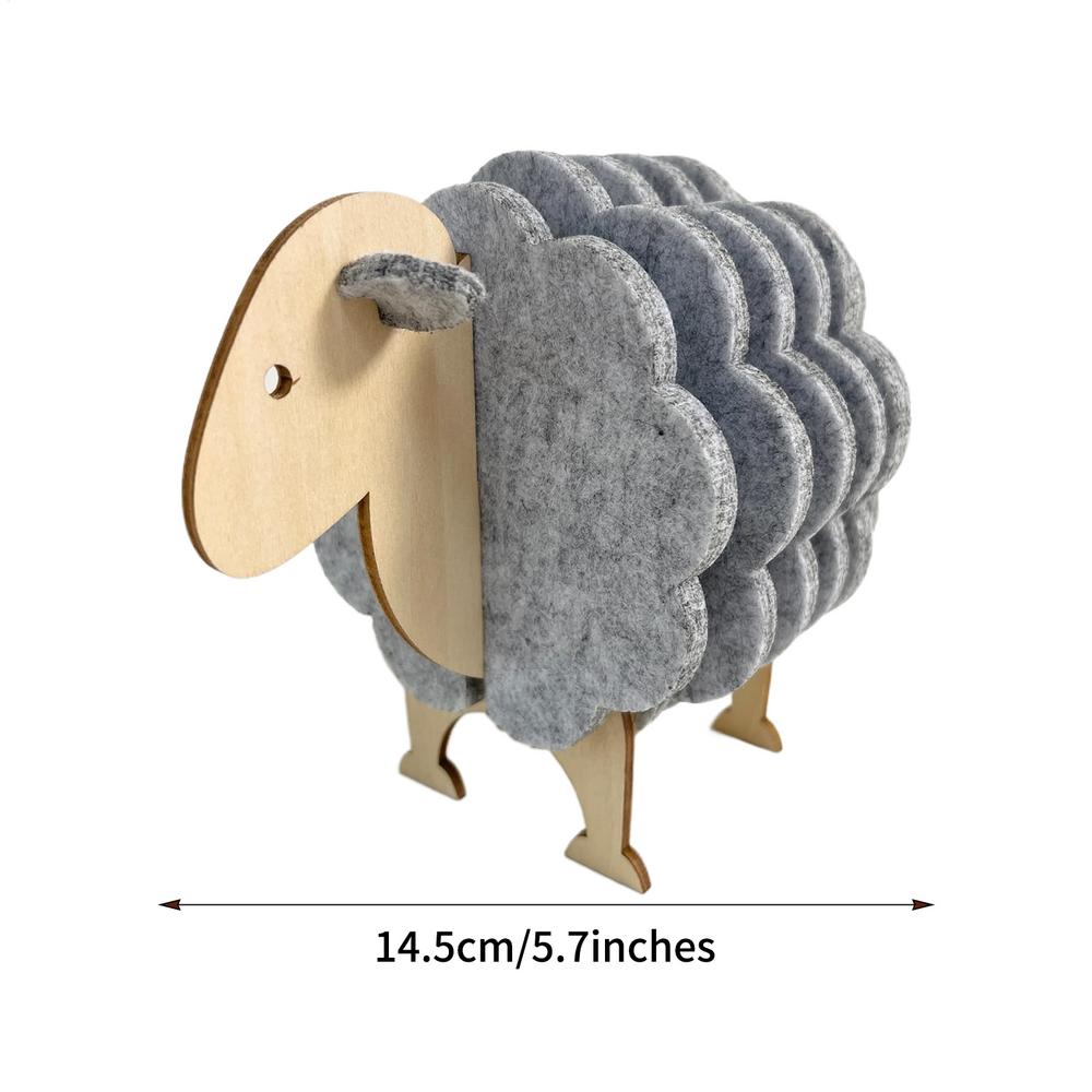 Creative Insulated Coaster Sheep Shaped Beverage Coaster Sheep Felt Coaster Water Absorbing Home Office Desk Decorative Ornament M