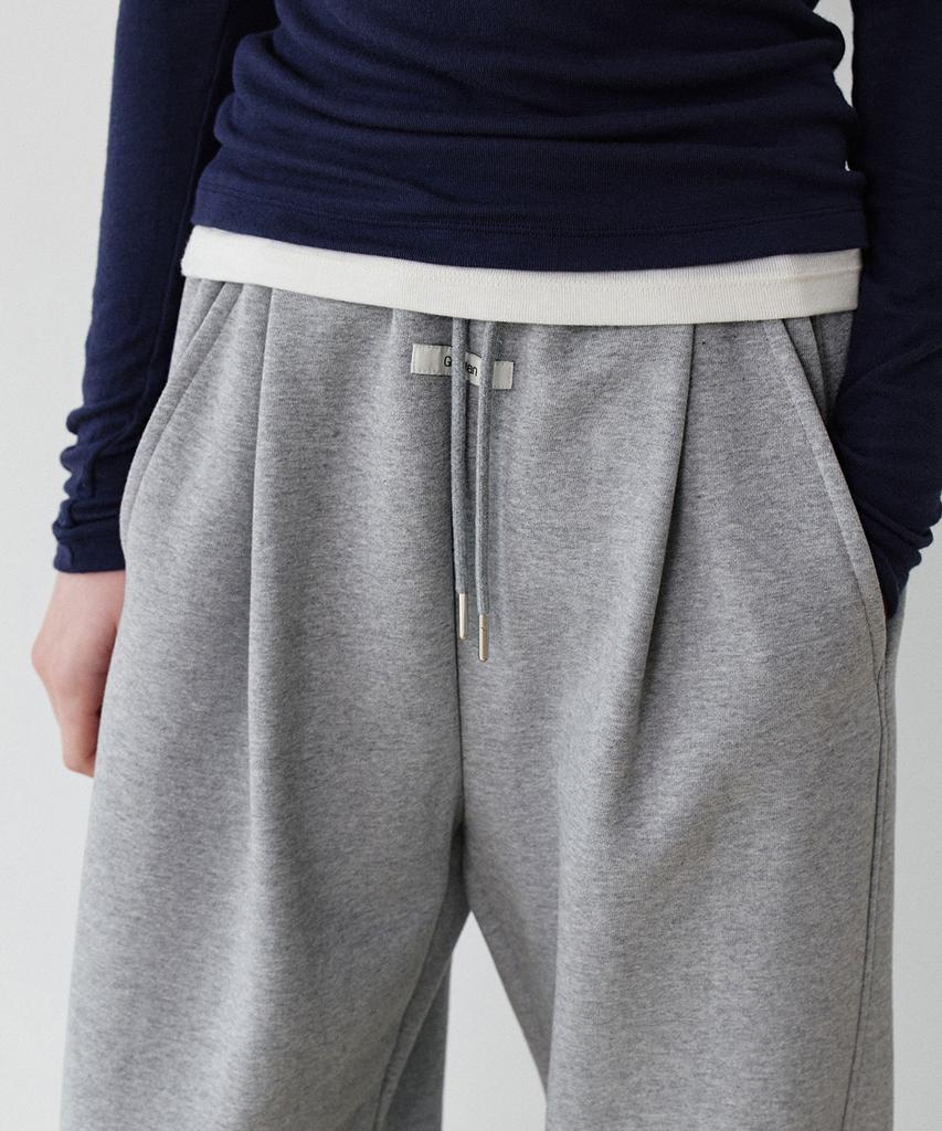 GRASPLAN One-Tuck Wide Banding Pants_Melange Gray (Regular/Fleece-Lined Ver.)