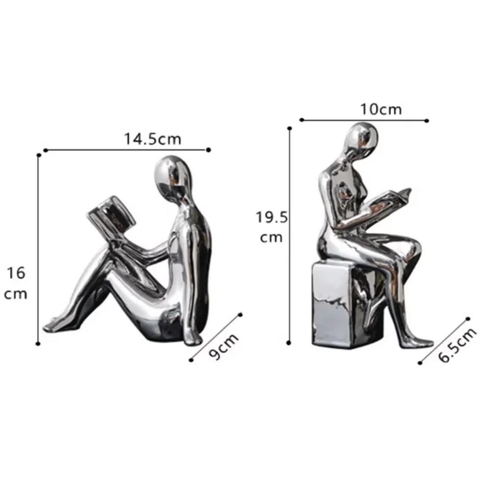 Modern 1 Set/2 st Keramisk Flickfigur Bokstöd Bokhylla Stopphållare Bokstöd Hem Skrivbord Studierum Prydnad Skulptur