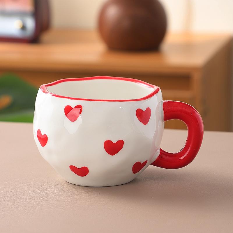 Koreanischer Ins-Wind handgepresste Liebe Keramik-Kaffeetasse, Nachmittagstee handbemalte Blumentasse hochwertiger Wasserbecher