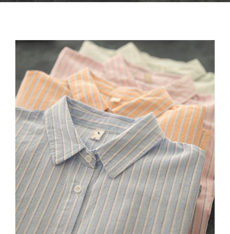 Korean-Japanese Style Striped Oxford Shirt for Women