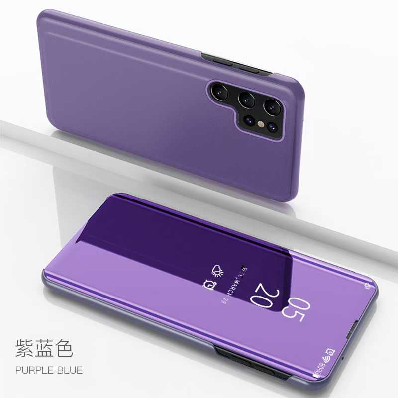 Busin Plating Mirror Smart View Sle Leather Flip Phone Case For Samsung S26 Ultra S25 S24 S23 Plus FE Anti-fall Protection Cover